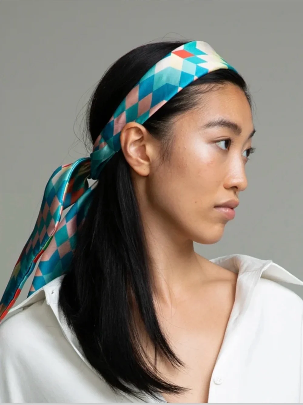 Eugenia Kim Black Silk Scarf with Beige Floral & Orange Butterfly Motif